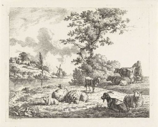 Milkmaid by cow