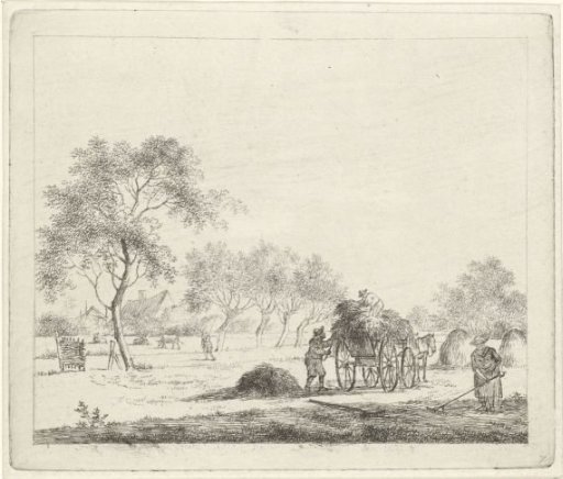 Landscape with hay wagon