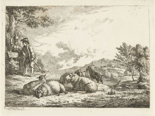 Shepherd and milkmaid in conversation