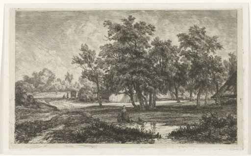 Landscape with a farm among the trees