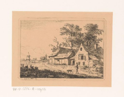 Landscape with walker and dog