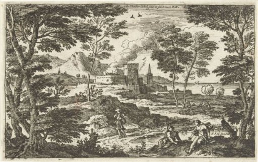 Landscape with pedestrian and castle