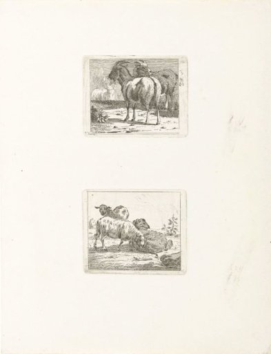 Two depictions with sheep and goats