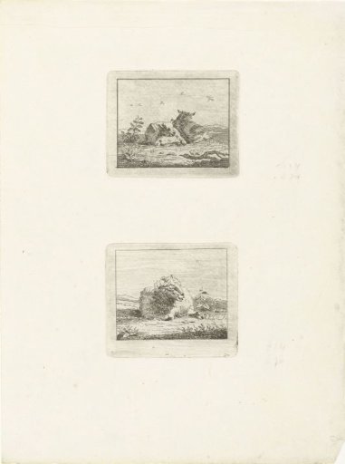 Two depictions with sheep