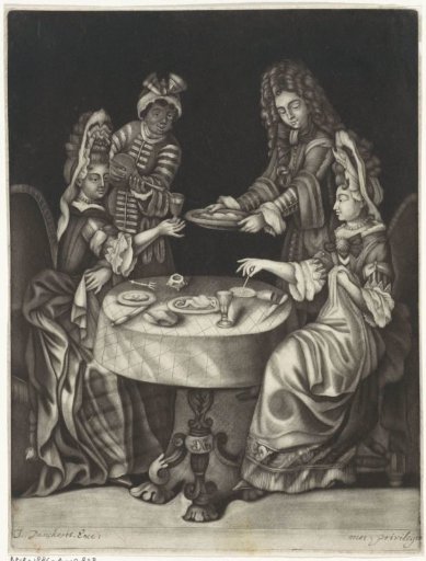 Two Women with Fontange Headdresses at a Table