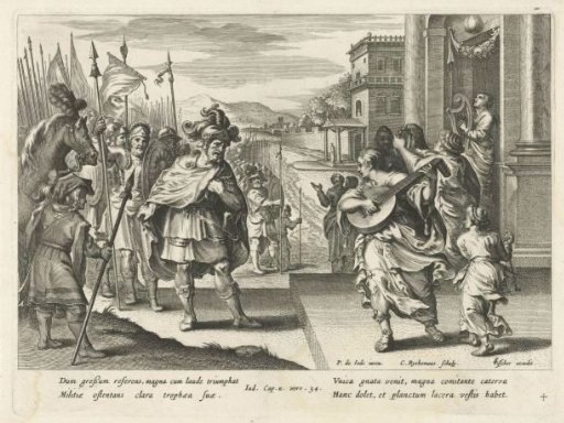 Jephthah welcomed by his daughter