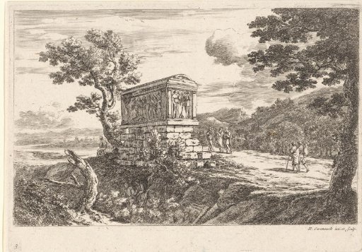 Landscape with a Classical Sarcophagus