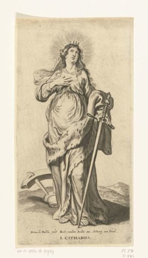 Saint Catherine of Alexandria with broken wheel and sword