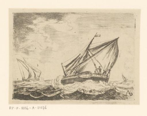 Three Sailing Ships on a Stormy Sea