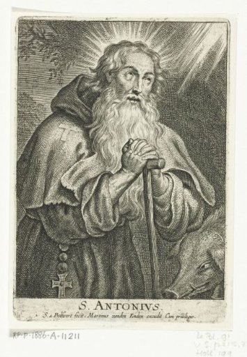Saint Anthony the Great with bell and pig