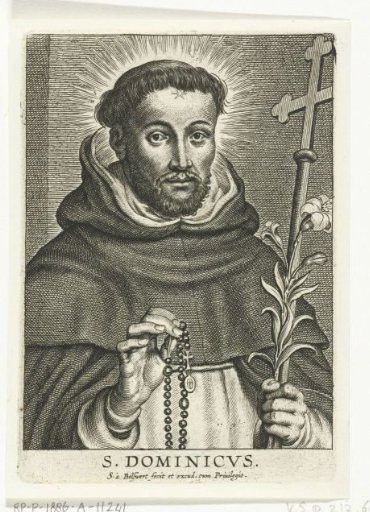 Saint Dominic with a rosary and a lily