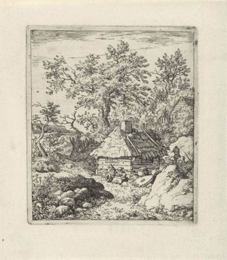 Landscape with hut and millstone
