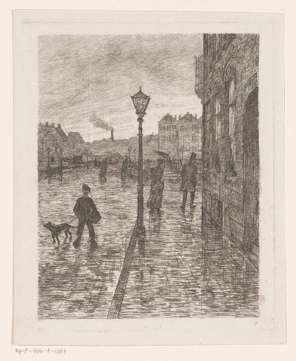 City view in rain
