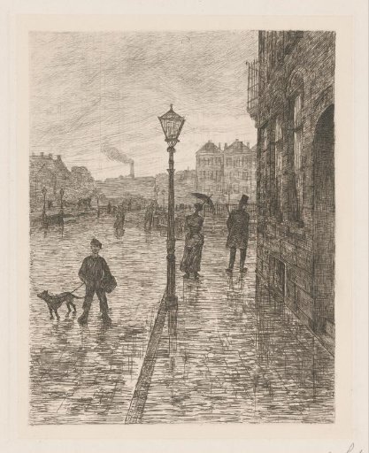 City view in rain