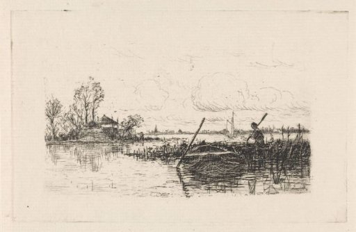 Landscape with a man by a rowing boat