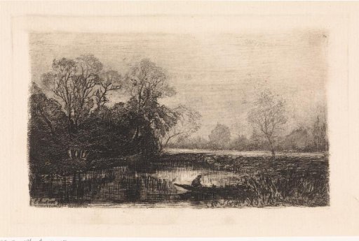 Landscape with a rowing boat in a ditch