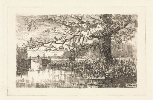 Landscape with tree and bridge