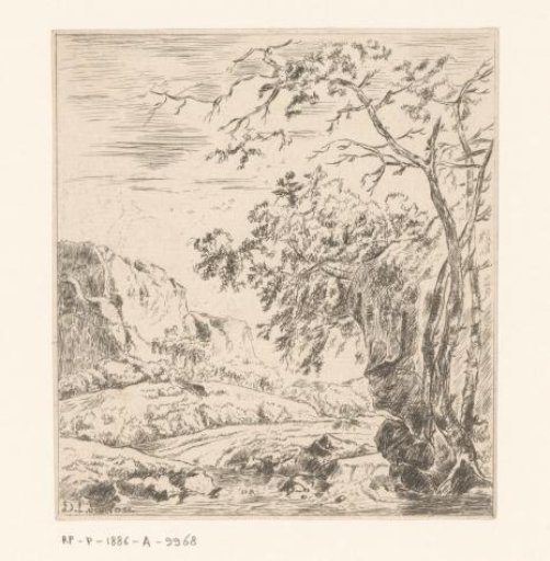 Landscape with trees by a stream