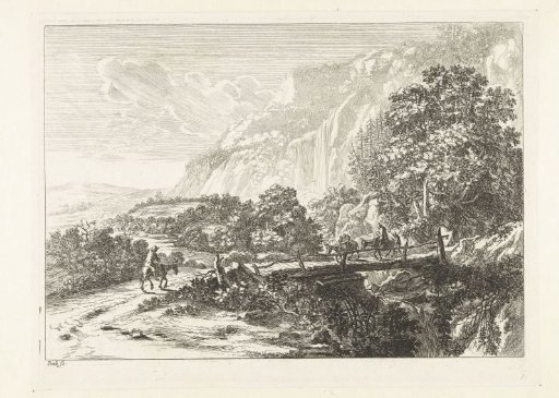 Landscape with a wooden bridge near Sulmona near Tivoli