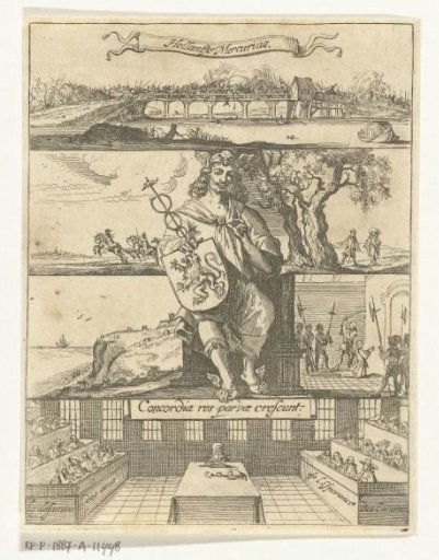 Various events in Europe in an unknown year with enthroned Mercury