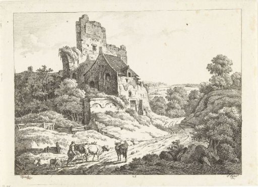 Shepherdess near a ruin