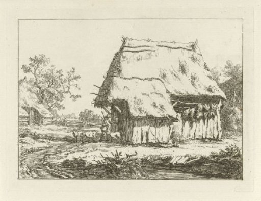 Shepherd by a sheepfold