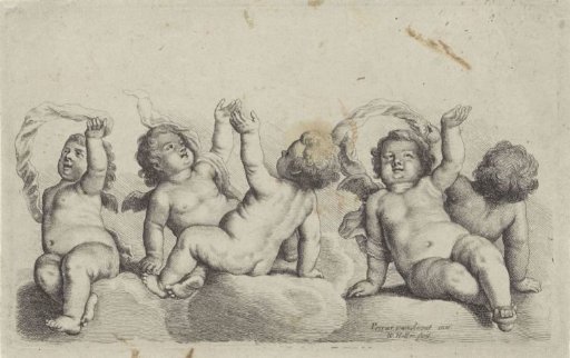 Five Cherubim Sitting on Clouds