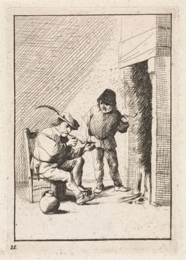 Two Peasants by the Hearth