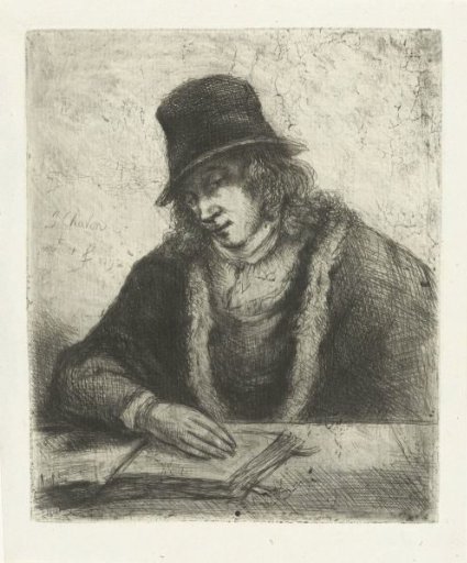 Man reading with hat