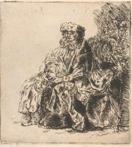 Abraham caressing Isaac