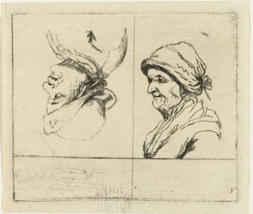 Study sheet with two portrait busts