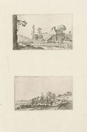Ruin Converted into a Farm and Walkers in the Dunes