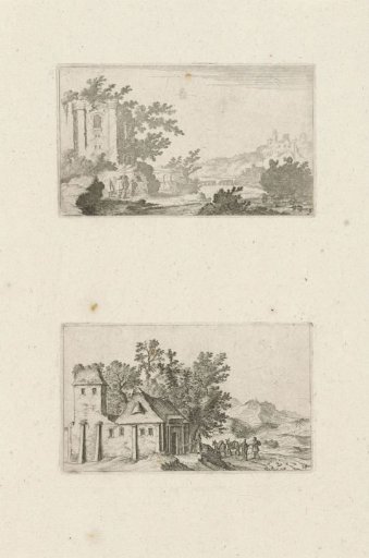 Hilly Landscape with a Ruin and a Farm in the Hills