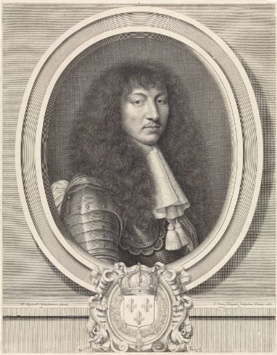 Portrait of Louis XIV, King of France, with lace collar adorned with two tassels