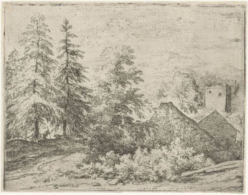 Landscape with a Man Between Two Pines
