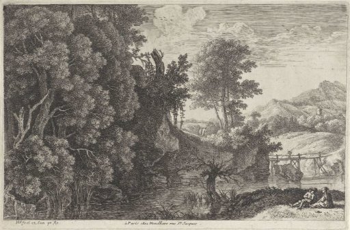 Landscape with a wooden bridge