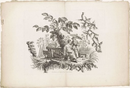 Chinese family around a tree