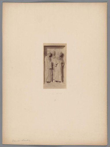 Photographic reproduction of a sculpture with three monks from the thirteenth to fifteenth centuries by Gérard van der Linden