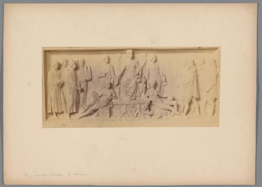 Photographic reproduction of a frieze with a enthroned Dutch Maiden by Gérard van der Linden