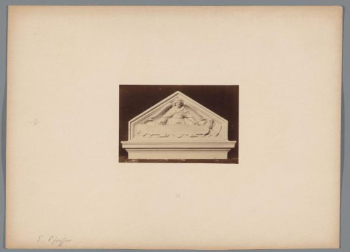 Photographic reproduction of a pediment with an angel by Ernst Pfeifer