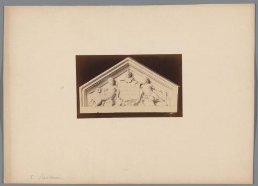 Photographic reproduction of a pediment for the Royal Society of Antiquities by Eduard Roskam