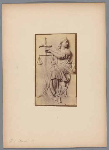 Photographic reproduction of the sculpture Justice by Franciscus Leonardus Stracké