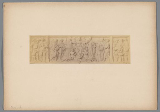 Photographic reproduction of a frieze with a crowned Dutch Virgin by Frans Vermeylen