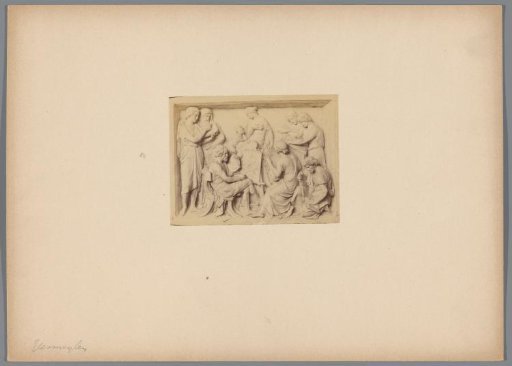Photographic reproduction of a sculpture with artists from antiquity by Frans Vermeylen