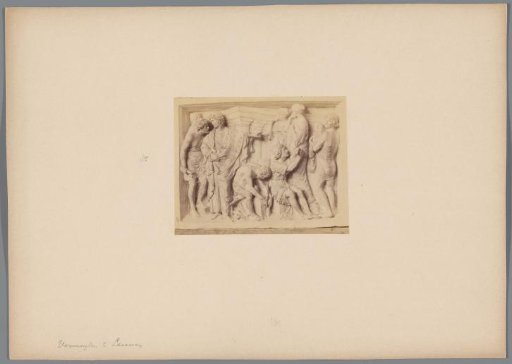 Photographic reproduction of a sculpture with artists from antiquity by Frans Vermeylen