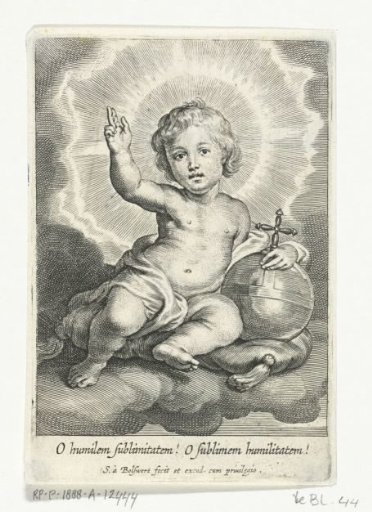 Christ Child as Salvator Mundi sitting on a cloud