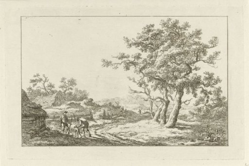 Hunters with a dog on a path