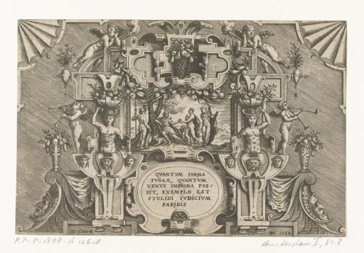 Judgment of Paris in a frame of scrollwork