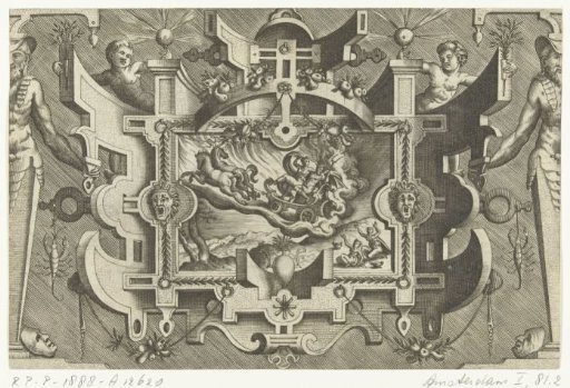 Cartouche with a depiction of the Rape of Proserpina