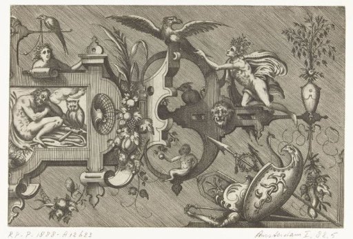 Right half of a large cartouche with a depiction of Night